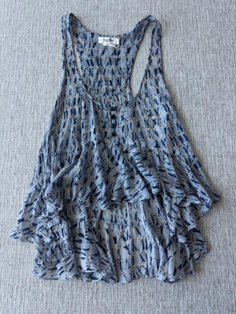 Isabel Marant Etoile Ikat Tie Dye Chiffon Top